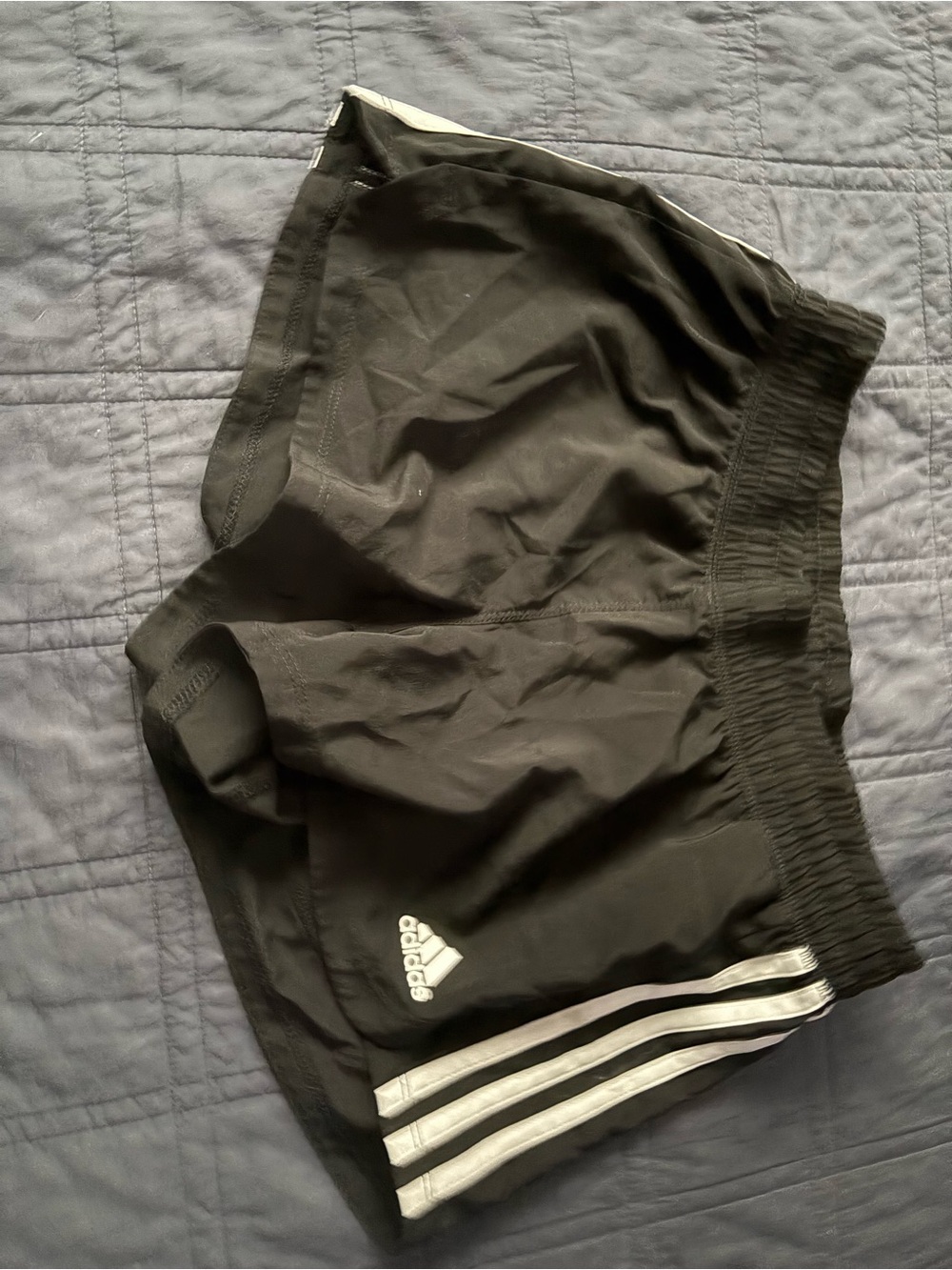 Adidas womens Black Athletic Shorts with White 3-Stripes size XS worn once maybe